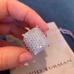David Yurman Silver Pavé Cushion Cocktail Ring sz7